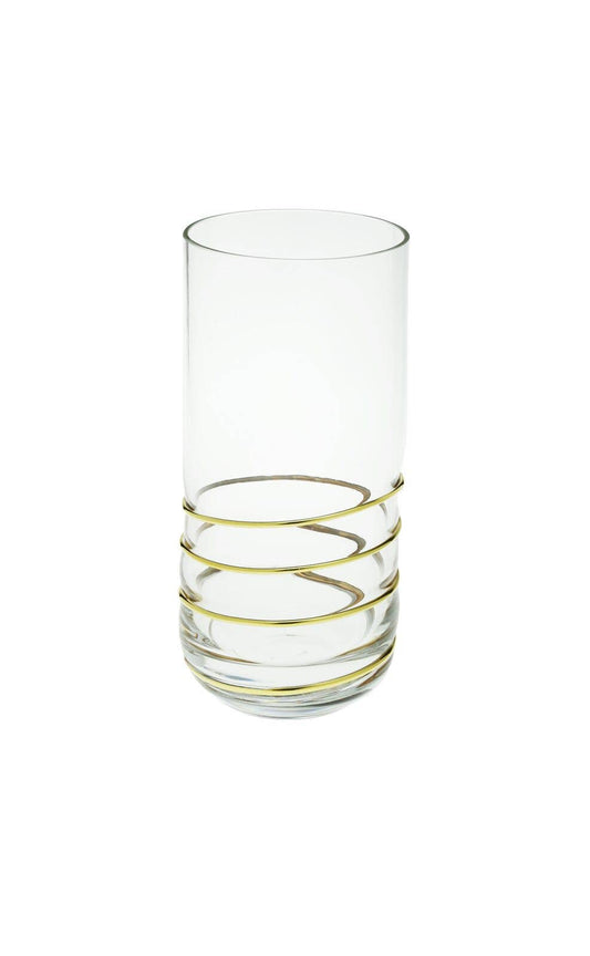 Beverage and Water Tumblers with Gold Swirl Design - Set Of Six