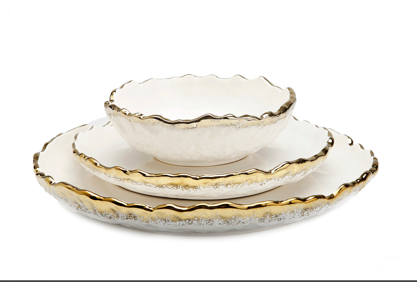 White and Gold Ombré Dinnerware Set of Four Pieces