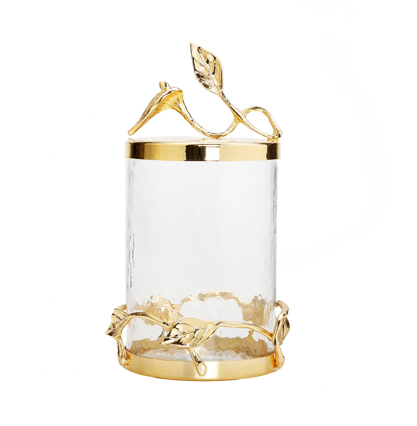 Medium Hammered Glass Canister with Gold Leaf Lid