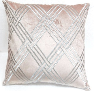 Margaux Blush Criss Cross Embroidered Pillow 24”x24”