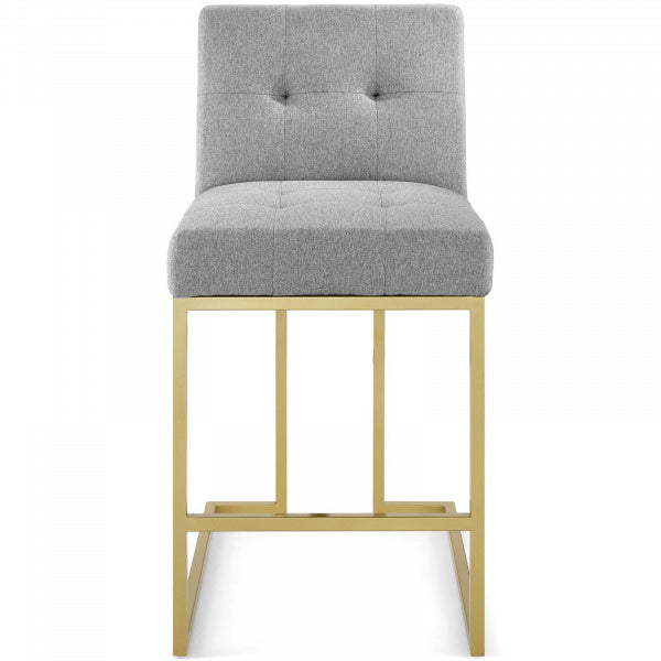Privy Gold Stainless Steel Upholstered Fabric Counter Stool Set of 2