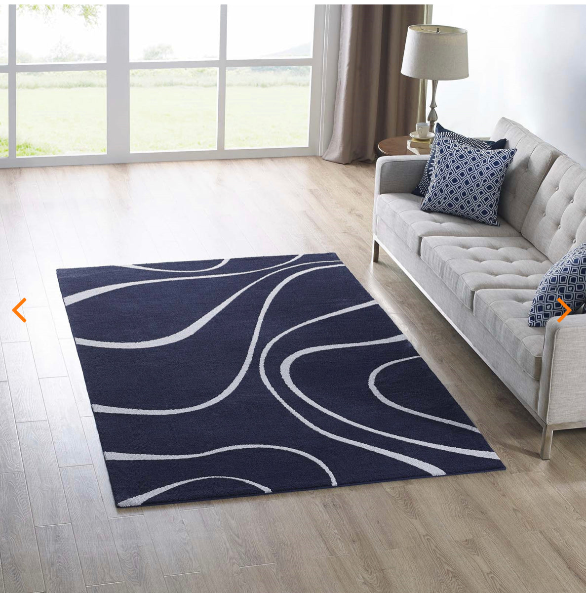 Therese Abstract Swirl 8X10 Area Rug Ivory and Charcoal