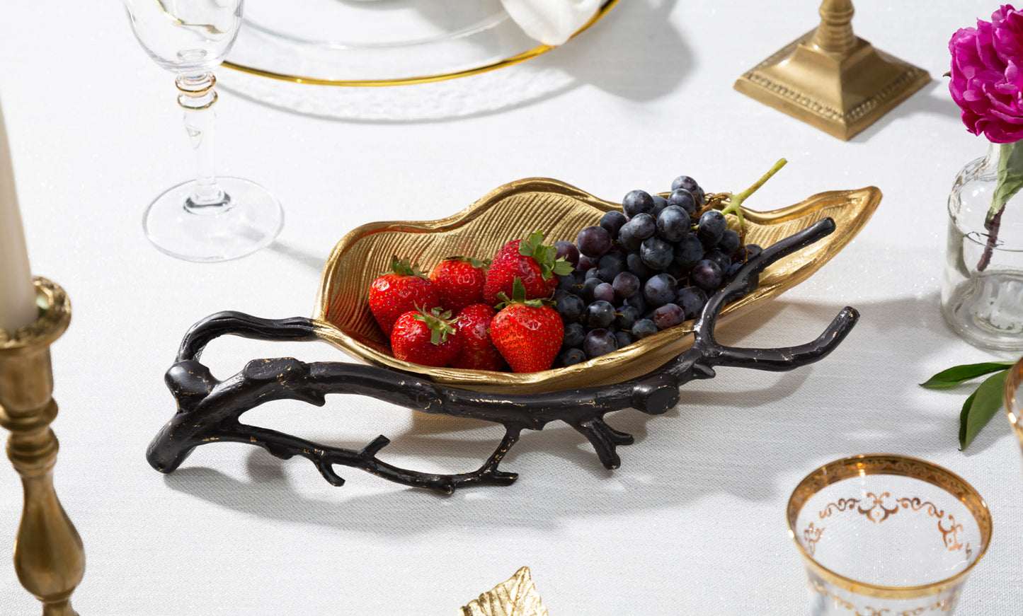Gold Leaf all Purpose Dish With Black Branch