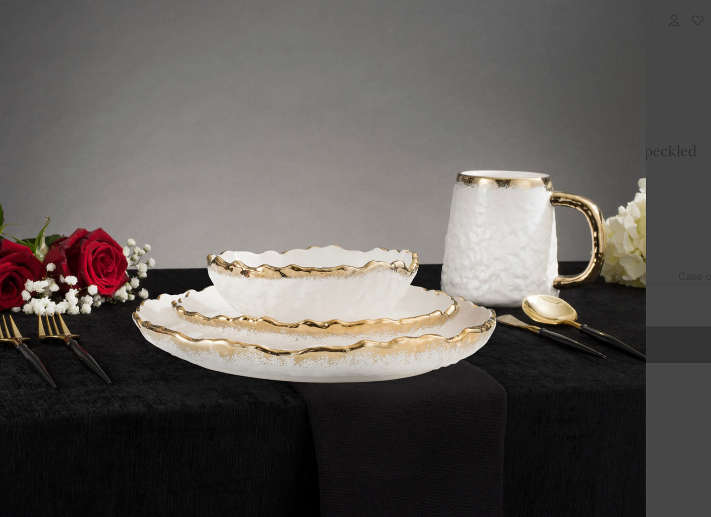 White and Gold Ombré Dinnerware Set of Four Pieces