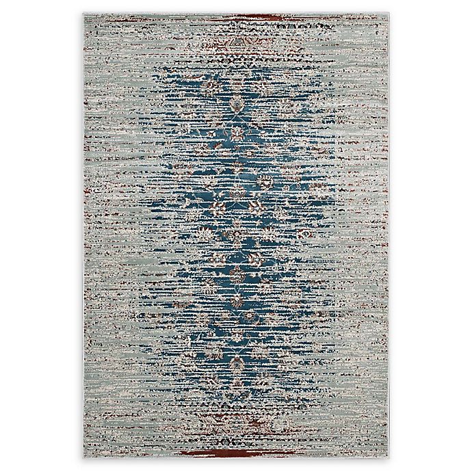 Hesper Distressed Contemporary Floral Lattice 8x10 Area Rug in Teal, Beige and Brown
