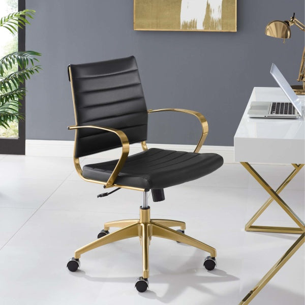 Jive Gold Stainless Steel Midback Office Chair in Gold White
