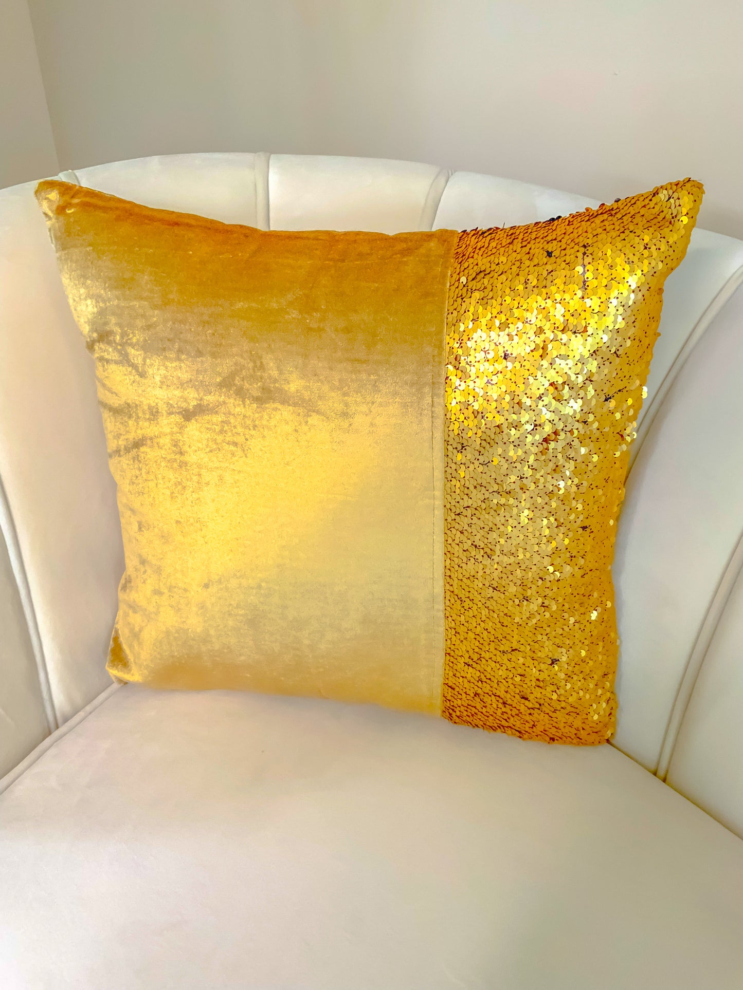 Diana Gold Velvet Pillow with Sequins 20”x20”