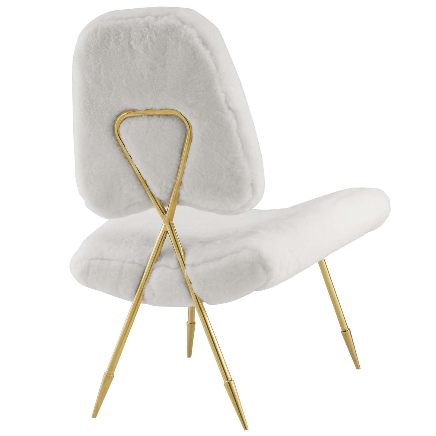 Ponder Upholstered Sheepskin Fur Lounge Chair in White