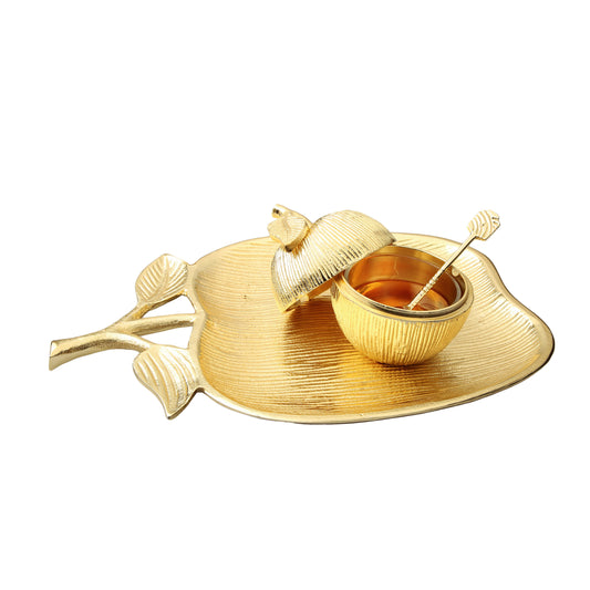 Large Apple Shaped Dish with Removable Honey Jar